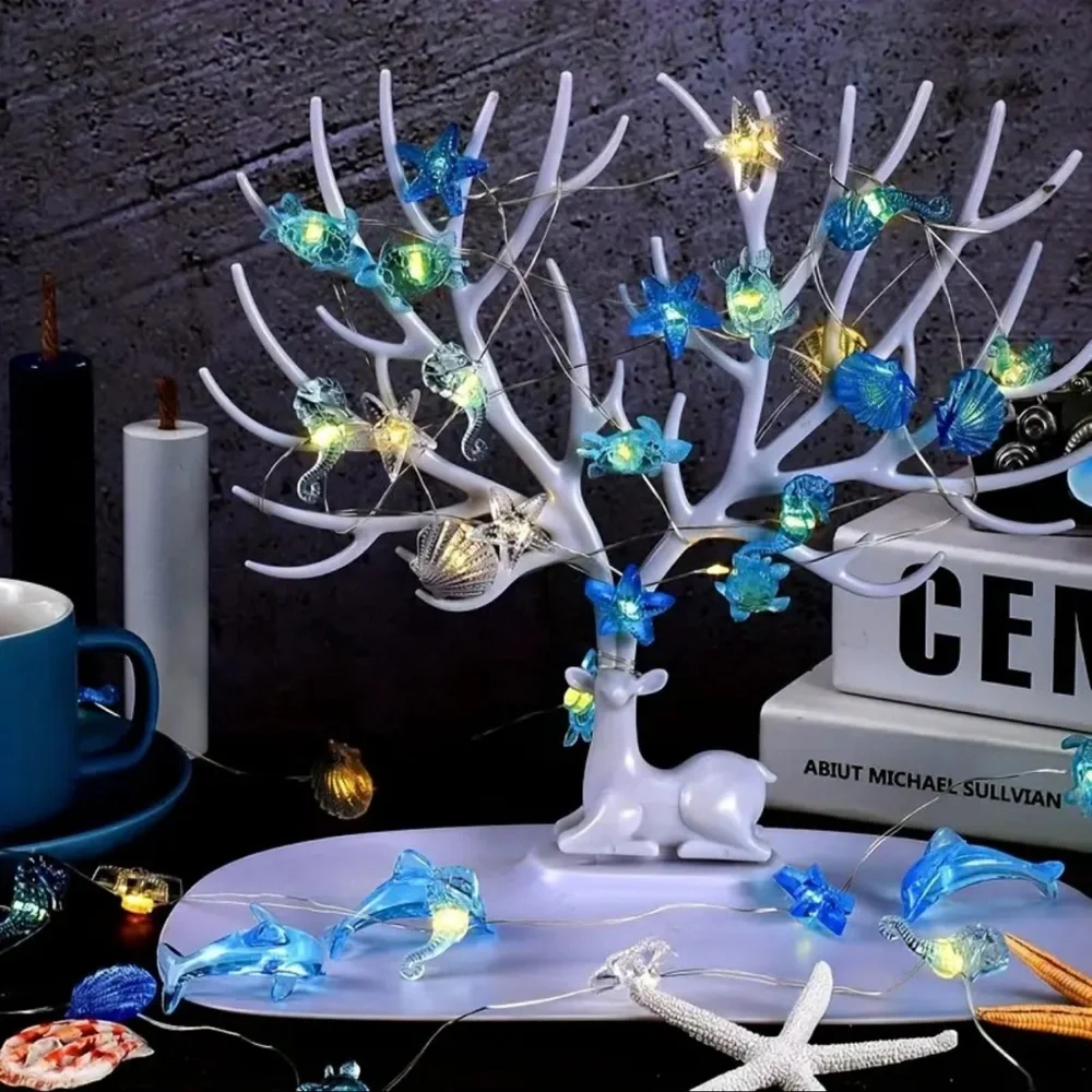 Blue and White Sea Life String Lights, NEW